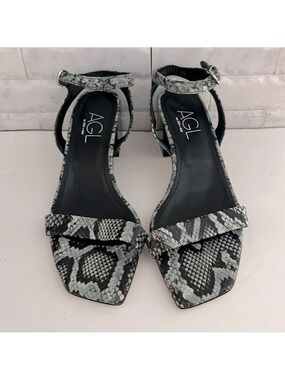 AGL Angie Ankle Strappy Sandal Heel In Menthe-nero Sz 37